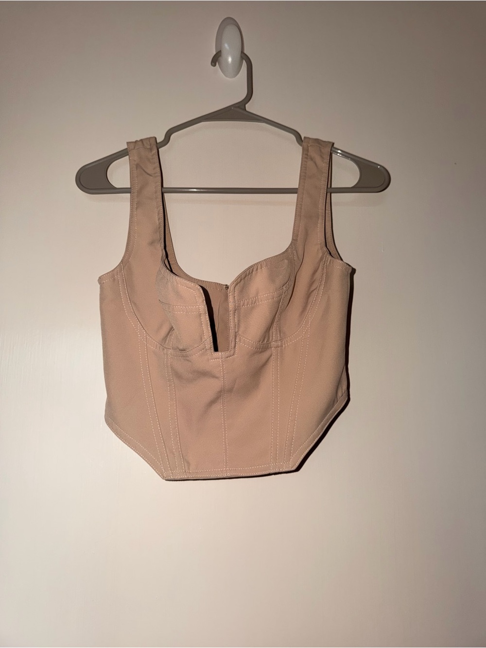 White Fox Beige Corset Crop Top